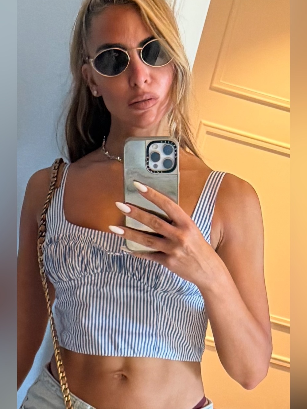 FLEUR DU MAL Poplin Bustier l Striped Blue & White Tank Top size 0 - Picture 2 of 12